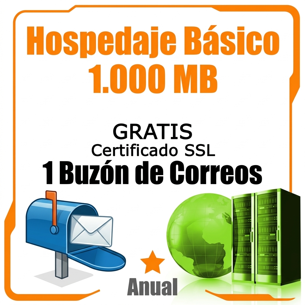 Hospedaje Básico 1000 MB + 1 Email